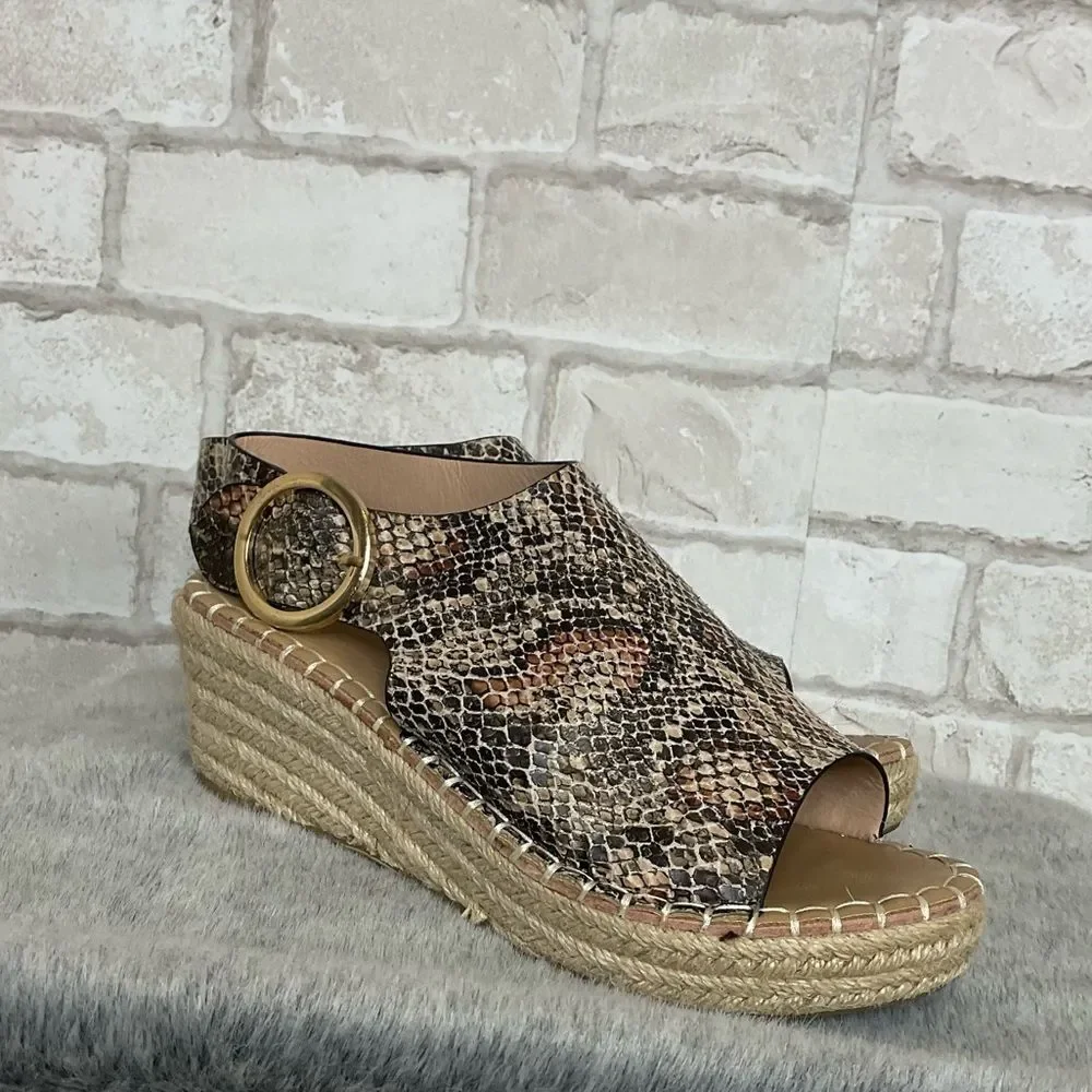 Catherine Malandrino Cirkly Espadrille Snakeskin Print Wedge Sandals Size 8